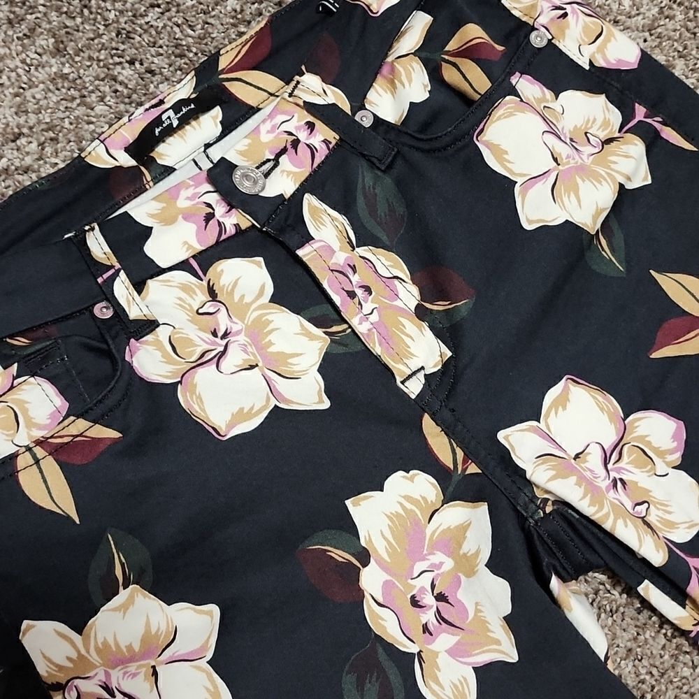 7 for all mankind Navy Blue Floral spring Print Ankle Skinny Jean - Picture 4 of 16